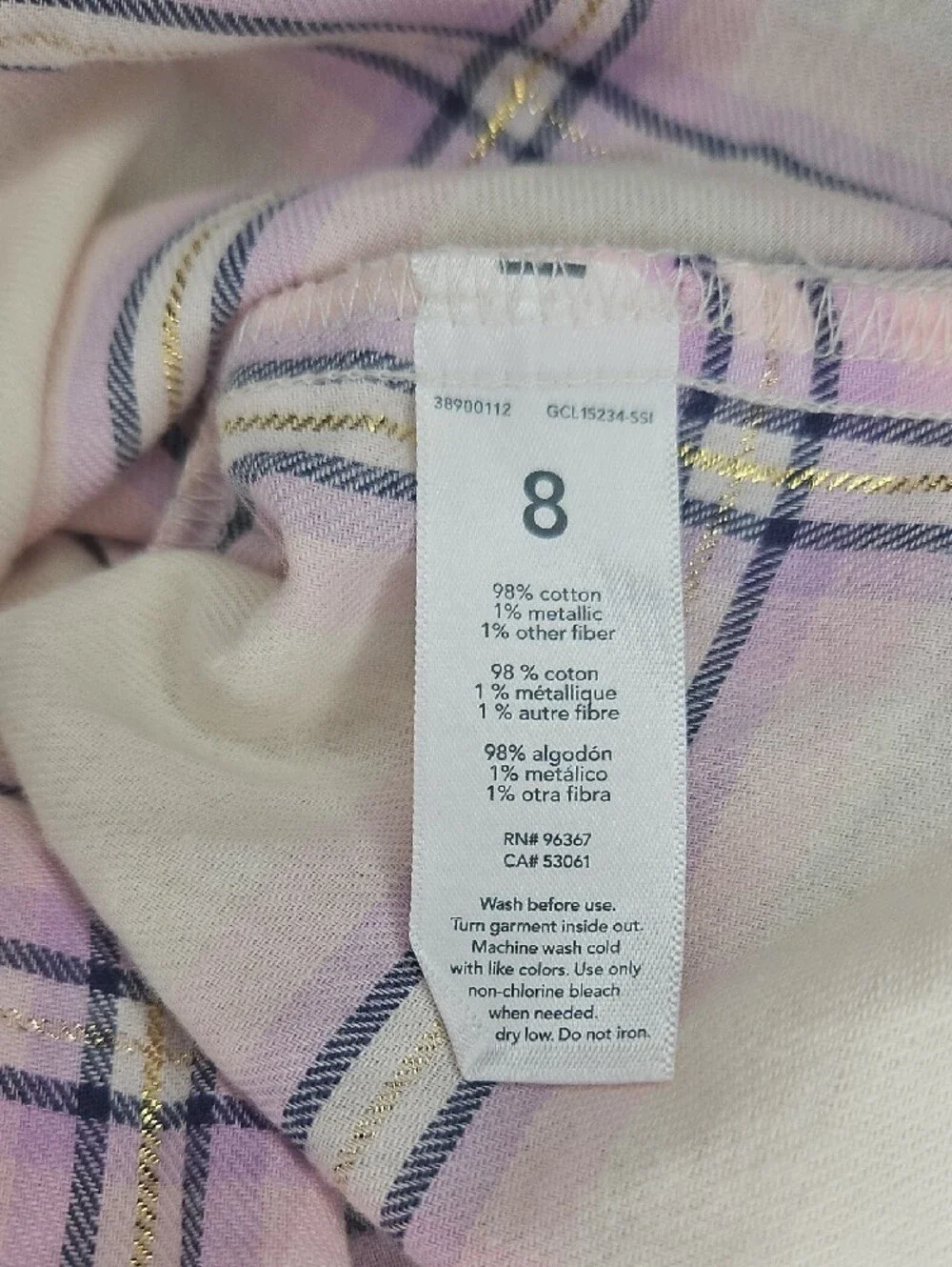 OshKosh B'Gosh Girls' Pink Plaid Button-Up Tunic Dress Size 8